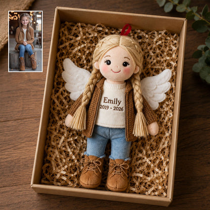 Personalized Angel Grandma Memorial Plush Ornament, Custom Remembrance Sympathy Christmas Keepsake Gift