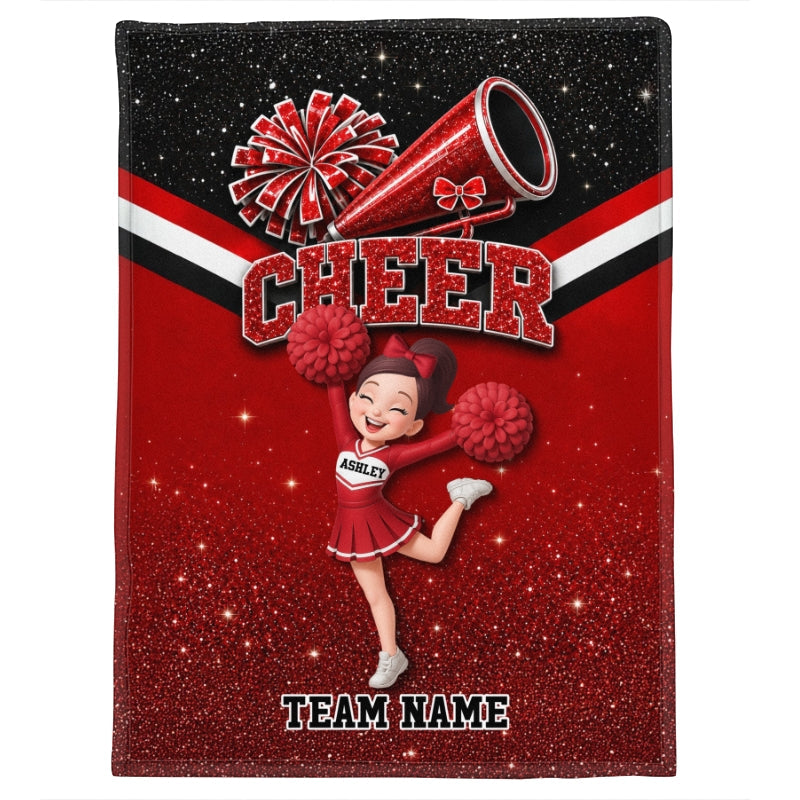 Proud Cheerleader Custom Name And Team Name - Personalized Fleece Blanket - Christmas Gift For Cheerleaders, Daughter, Granddaughter