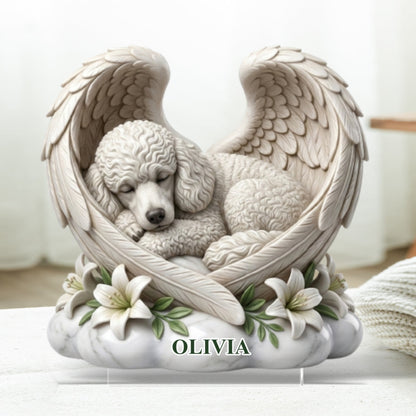 Custom Dog Cat Angel Wings - Personalized Acrylic Block Plaque - Heartfelt Pet Memorial Gift