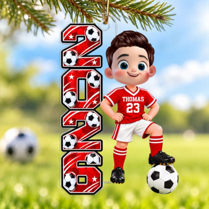 2026 Soccer Star Boy Girl - Personalized Acrylic Ornament - Christmas Gift For Soccer Players, Grandkids