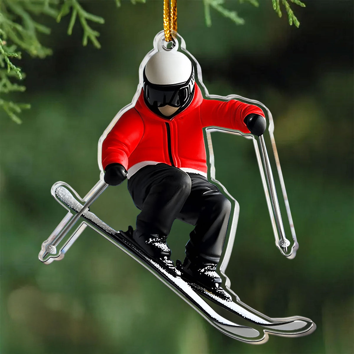Gift For Skiing Lovers Gift For Skier 2D Flat- Acrylic Ornament