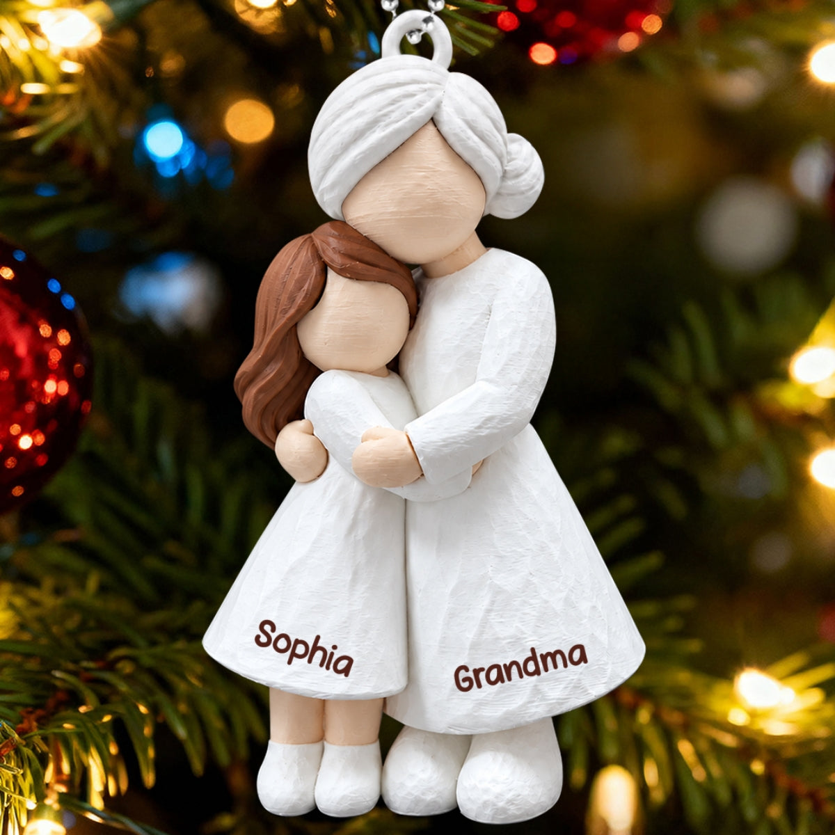 Heartwarming Grandma Hugging Granddaughter - Personalized 3D Printed Ornament - Real 3D Figurine, Christmas Gift For Granddaughters