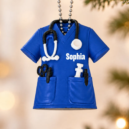 3D Printed Nurse Scrub Custom Name - Personalized 3D Printed Ornament - Christmas Gift For Nurse, RN