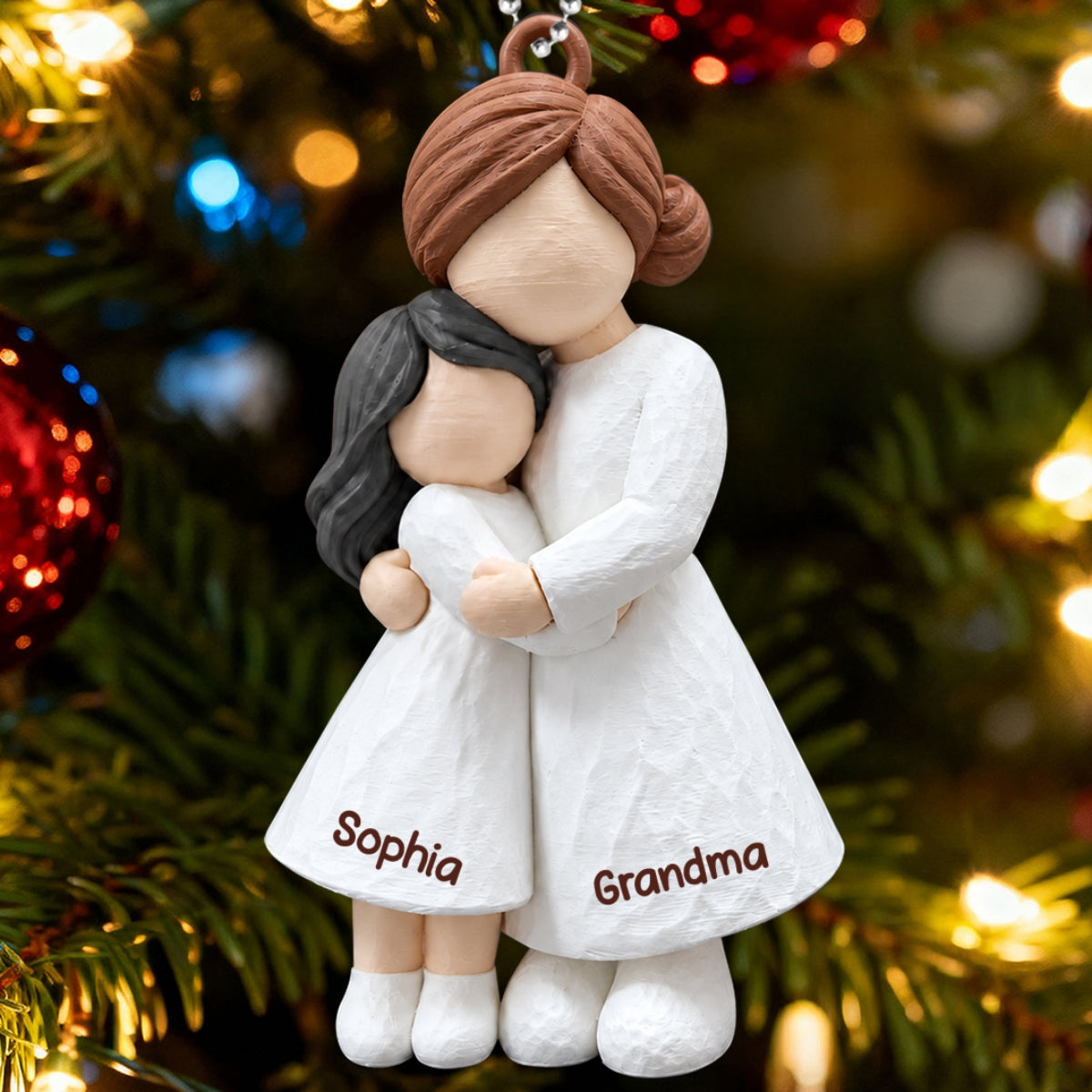 Heartwarming Grandma Hugging Granddaughter - Personalized 3D Printed Ornament - Real 3D Figurine, Christmas Gift For Granddaughters