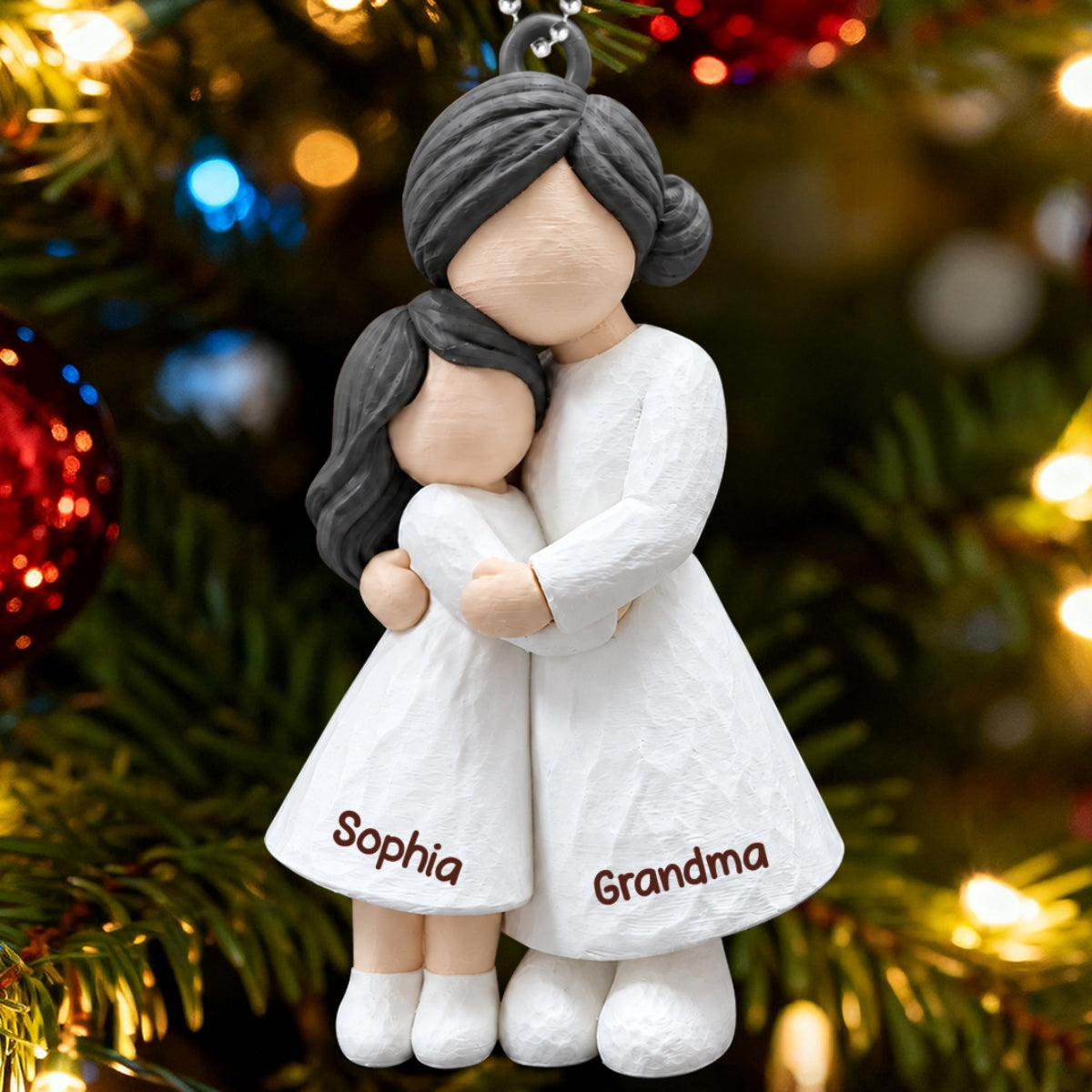 Heartwarming Grandma Hugging Granddaughter - Personalized 3D Printed Ornament - Real 3D Figurine, Christmas Gift For Granddaughters