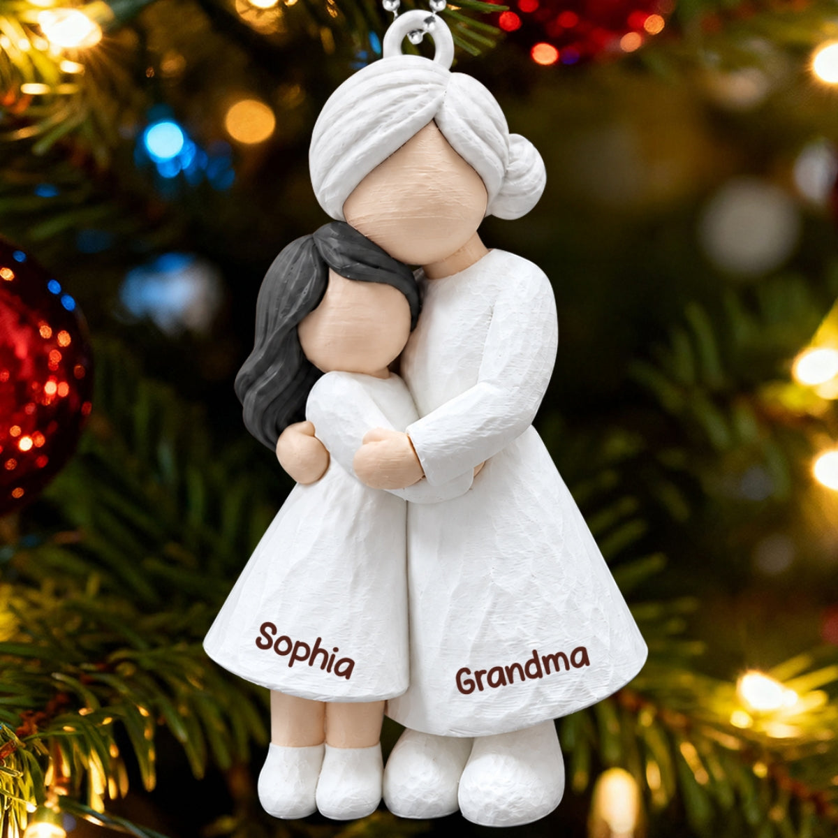 Heartwarming Grandma Hugging Granddaughter - Personalized 3D Printed Ornament - Real 3D Figurine, Christmas Gift For Granddaughters