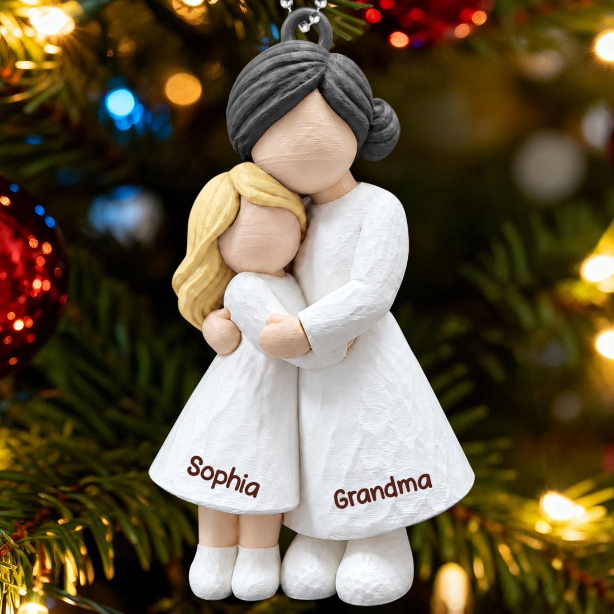 Heartwarming Grandma Hugging Granddaughter - Personalized 3D Printed Ornament - Real 3D Figurine, Christmas Gift For Granddaughters