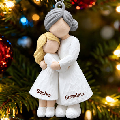 Heartwarming Grandma Hugging Granddaughter - Personalized 3D Printed Ornament - Real 3D Figurine, Christmas Gift For Granddaughters