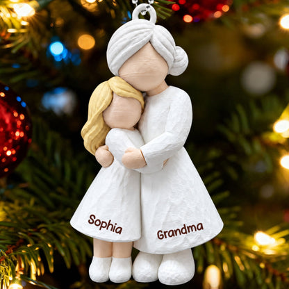 Heartwarming Grandma Hugging Granddaughter - Personalized 3D Printed Ornament - Real 3D Figurine, Christmas Gift For Granddaughters