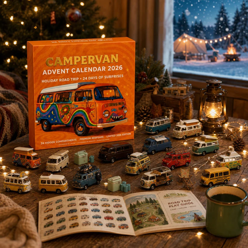 Campervan Christmas Advent Calendar 2026, 24 Days Christmas Countdown, Vintage Camper Van Lover Gift, Holiday Travel Surprise Box