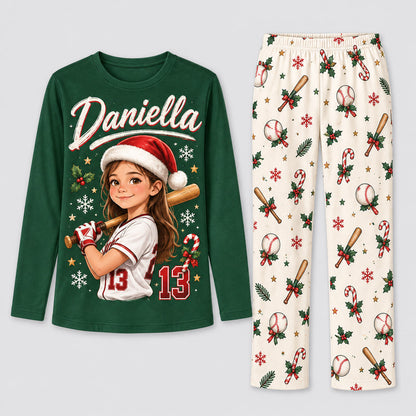 Personalized Baseball Christmas Pajamas with Photo Family Matching Pajama Set