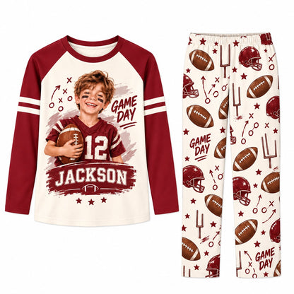 Personalized Photo American Football Game Day Pajamas Set