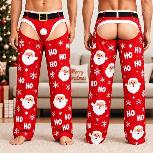 Funny Christmas Lounge Pants, Holiday Pajama Pants With Underwear Illusion, Christmas Gag Gift