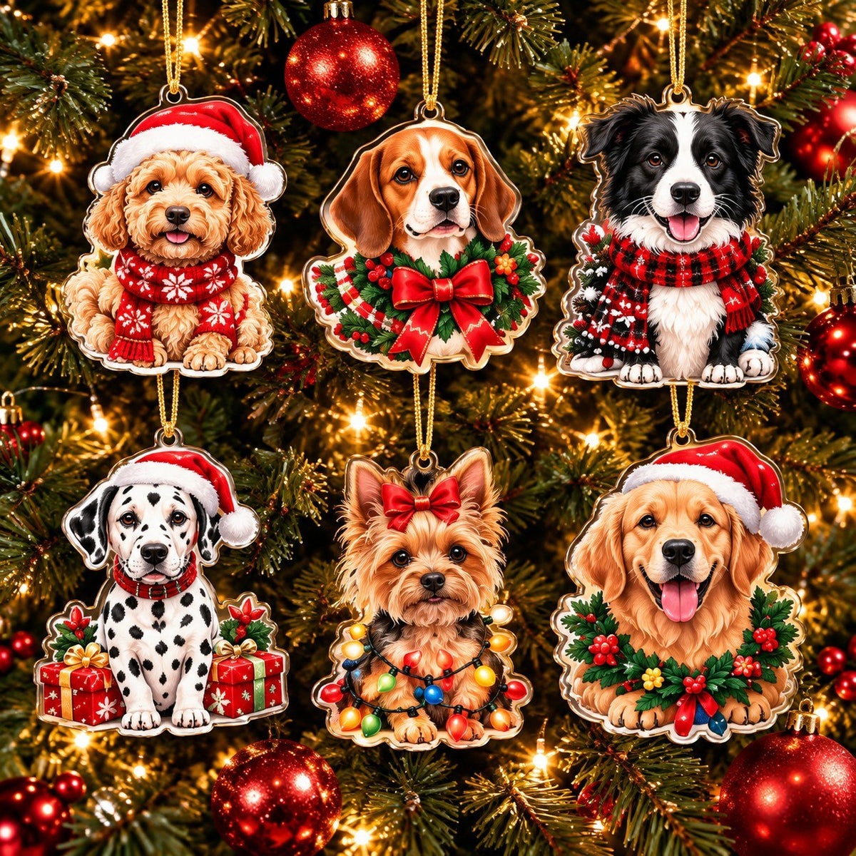Dog Advent Calendar 2026 – 24-Piece Flat Acrylic Christmas Dog Ornaments for Dog Lovers