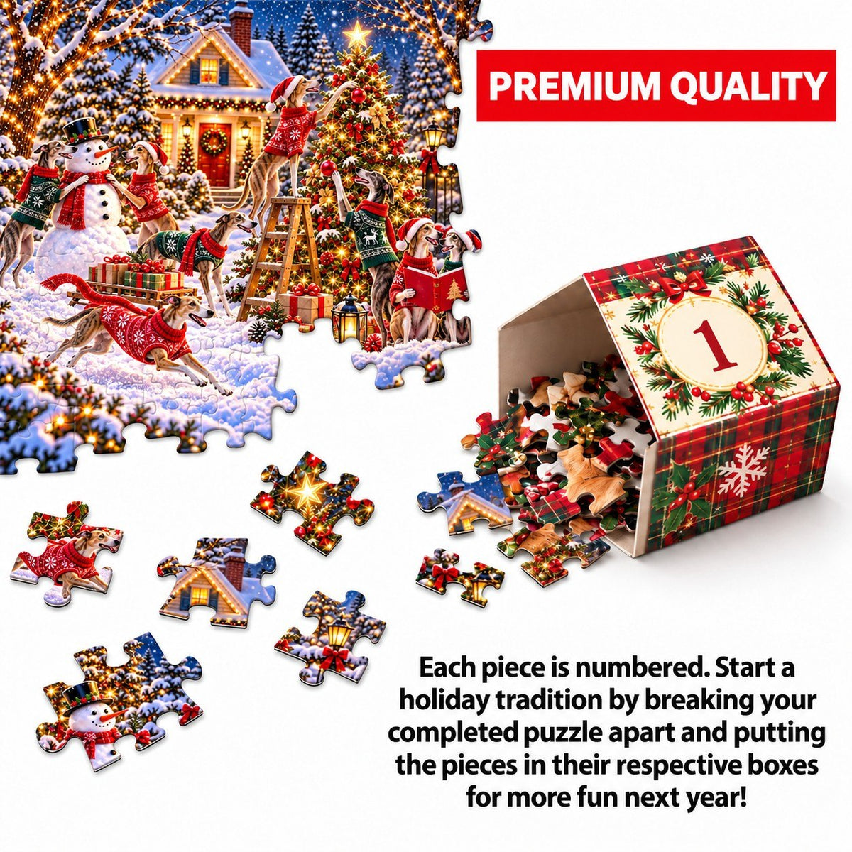 Personalized Greyhound Christmas Puzzle Advent Calendar 2026 – 1000 Piece Jigsaw Puzzle