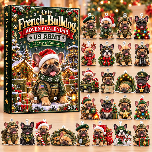 Military French Bulldog Advent Calendar 2026 – US Army, Navy, Air Force, Marine Corps & Coast Guard Christmas Gift