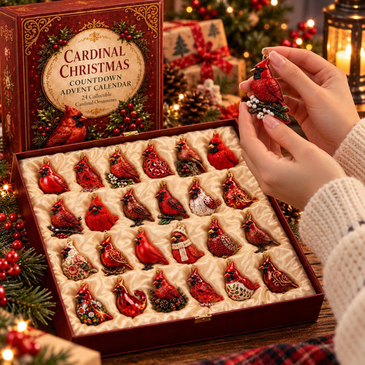 Cardinal Christmas Advent Calendar 2026 – Red Cardinal Countdown Calendar, Christmas Gift for Bird Lovers