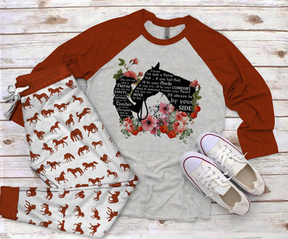 Horse You Are Not Just A Horse You Are My Sanity Pajama Set |Sleepwear Pjs Sets | Raglan Shirt Pants Set