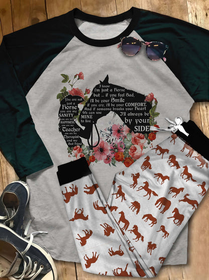 Horse You Are Not Just A Horse You Are My Sanity Pajama Set |Sleepwear Pjs Sets | Raglan Shirt Pants Set