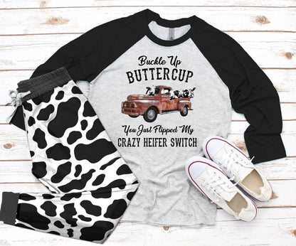 Cow Black Best Pajama Set |Sleepwear Pjs Sets | Raglan Shirt Pants Set