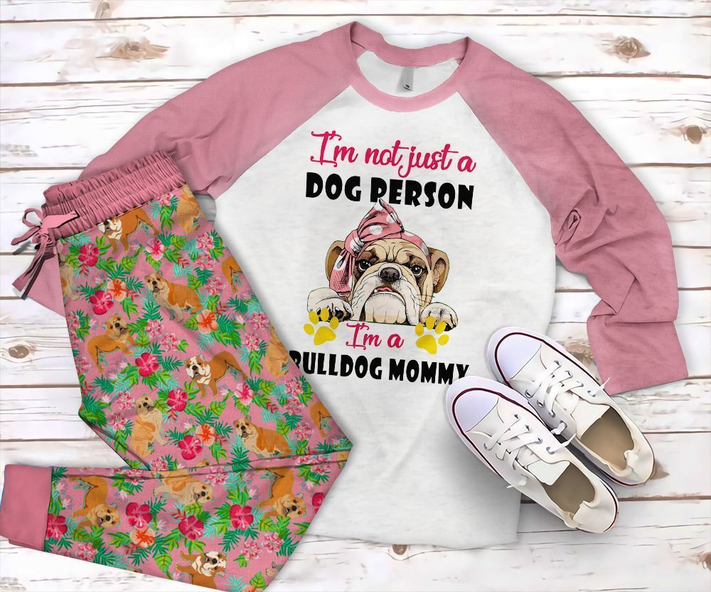 Bulldog Bulldog Mommy Pajama Set |Sleepwear Pjs Sets | Raglan Shirt Pants Set