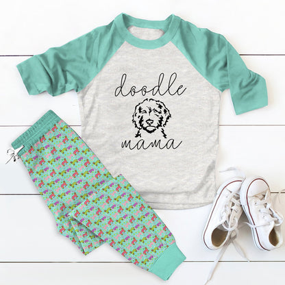 Labradoodle Set Mama V Pajama Set |Sleepwear Pjs Sets | Raglan Shirt Pants Set