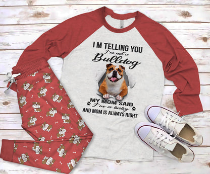 Bulldog A Baby Pajama Set |Sleepwear Pjs Sets | Raglan Shirt Pants Set