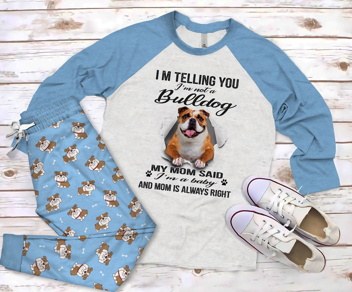 Bulldog A Baby Pajama Set |Sleepwear Pjs Sets | Raglan Shirt Pants Set