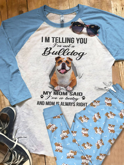 Bulldog A Baby Pajama Set |Sleepwear Pjs Sets | Raglan Shirt Pants Set