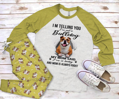 Bulldog A Baby Pajama Set |Sleepwear Pjs Sets | Raglan Shirt Pants Set