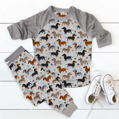 Dachshund Dachshund Pajama Set |Sleepwear Pjs Sets | Raglan Shirt Pants Set