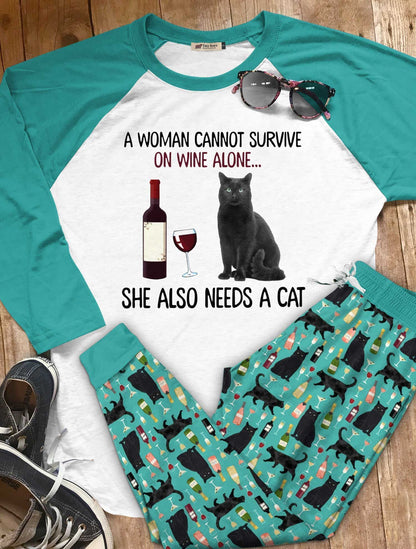Cat Set My Cat Pajama Set |Sleepwear Pjs Sets | Raglan Shirt Pants Set