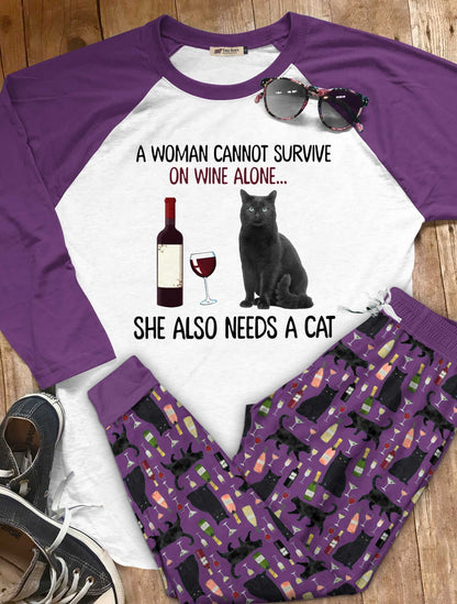Cat Set My Cat Pajama Set |Sleepwear Pjs Sets | Raglan Shirt Pants Set