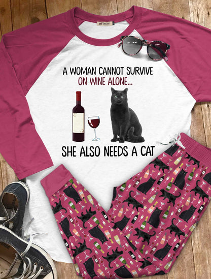 Cat Set My Cat Pajama Set |Sleepwear Pjs Sets | Raglan Shirt Pants Set