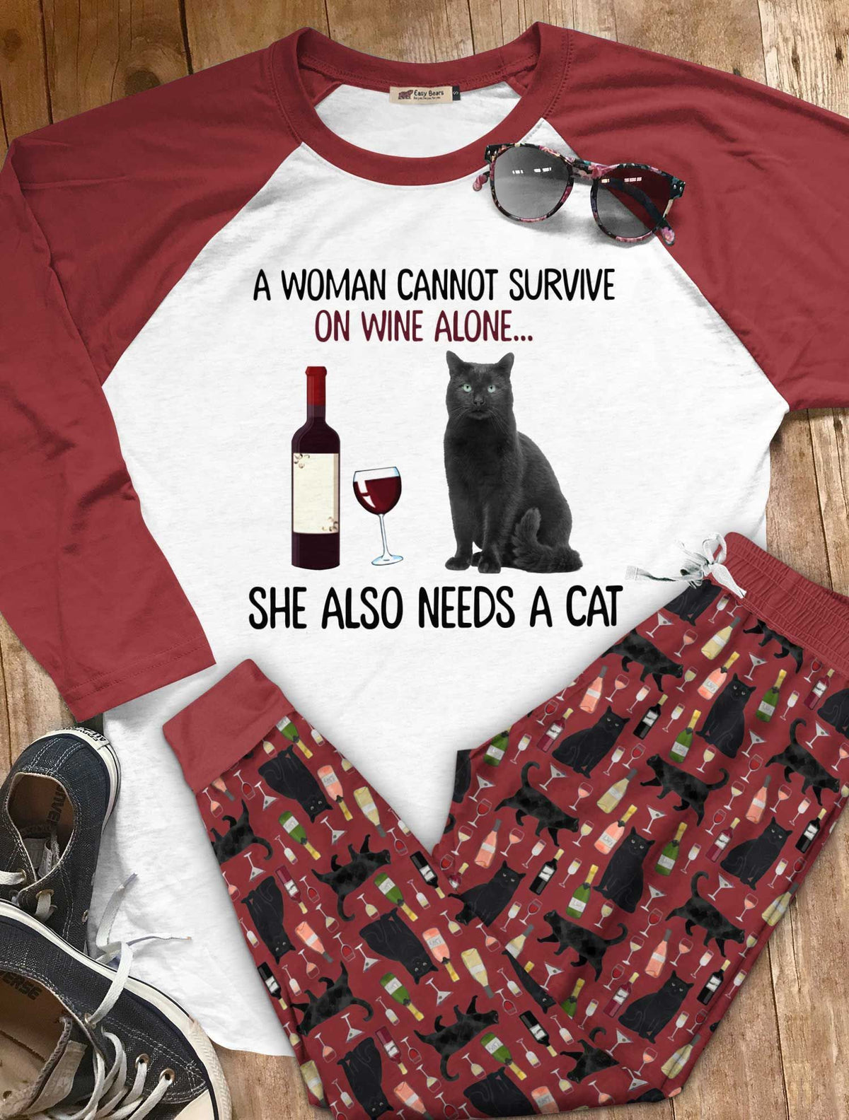 Cat Set My Cat Pajama Set |Sleepwear Pjs Sets | Raglan Shirt Pants Set
