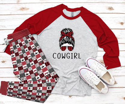 Cowgirl Set Cowgirl Life Pajama Set |Sleepwear Pjs Sets | Raglan Shirt Pants Set