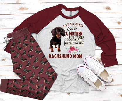 Dachshund Set To Be A Dachshund Mom Pajama Set |Sleepwear Pjs Sets | Raglan Shirt Pants Set