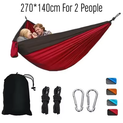 Double Camping Hammock - 270x140cm, Red Colors