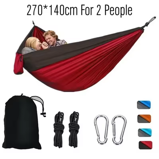 Double Camping Hammock - 270x140cm, Red Colors