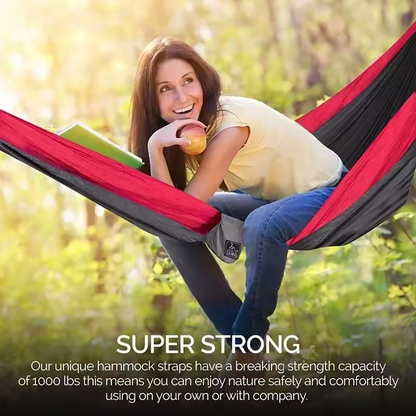 Double Camping Hammock - 270x140cm, Red Colors