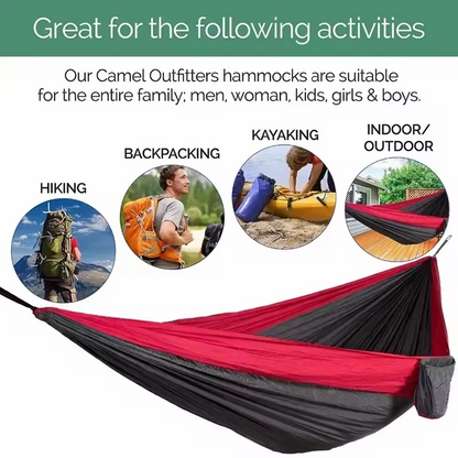 Double Camping Hammock - 270x140cm, Red Colors