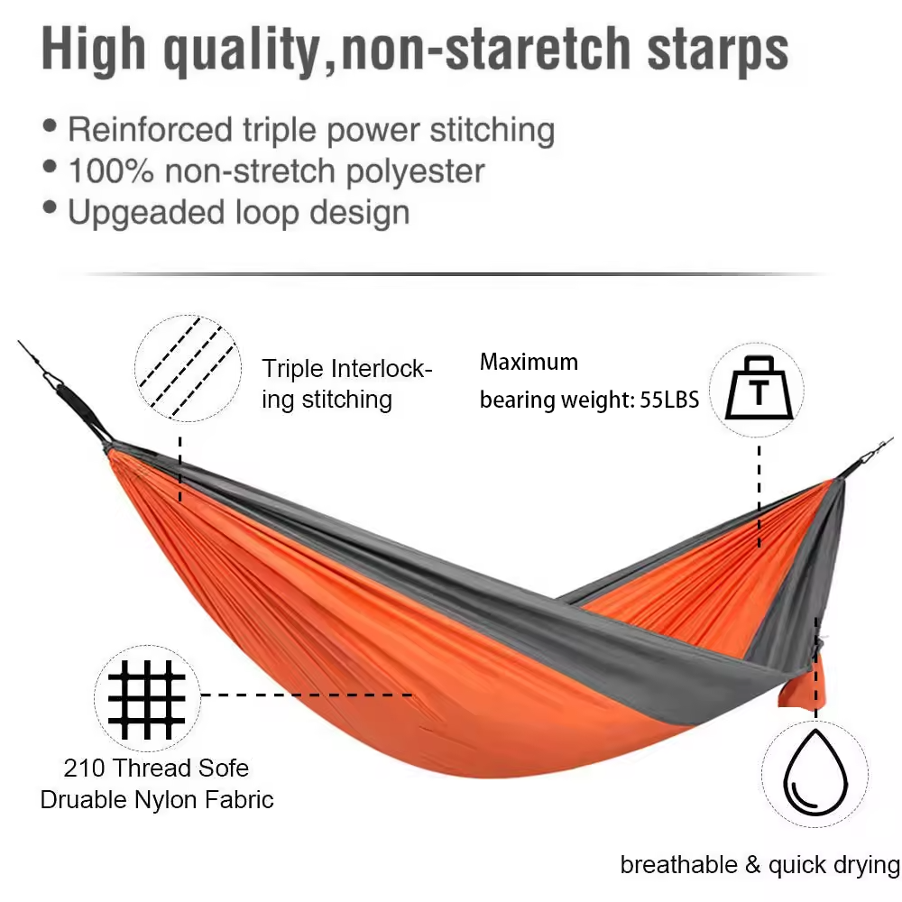 Durable Nylon Camping Hammock - Breathable & Quick Drying