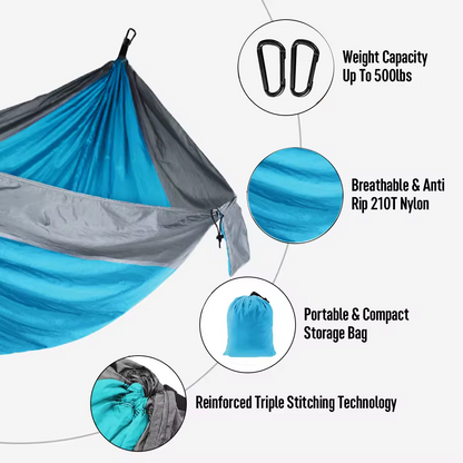 Double Camping Hammock - 270x140cm, Blue