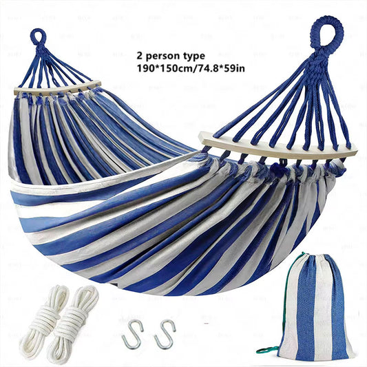 Large Double Hammock - 190x150cm  Durable Ropes, Perfect for Camping & Backyard Relaxation