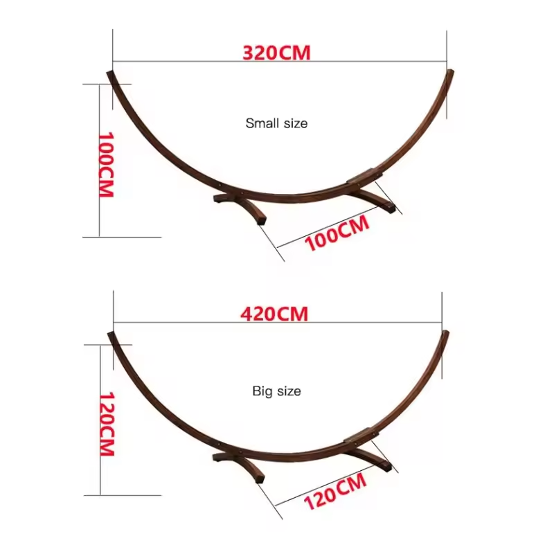 Wooden Arc Hammock with Colorful Cotton Swing