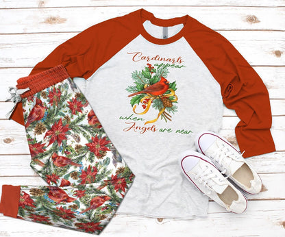 Cardinal Angel Cardinal Red Awesome Pajama Set |Sleepwear Pjs Sets | Raglan Shirt Pants Set
