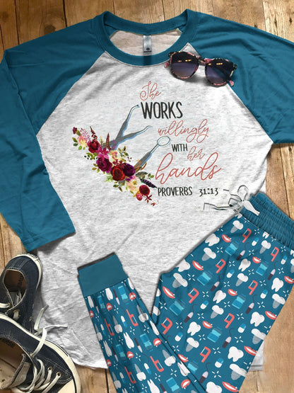 Just A Girl Who Loves Horses Blue Awesome Pajama Set |Sleepwear Pjs Sets | Raglan Shirt Pants Set