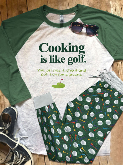 Golf Green Unique Pajama Set |Sleepwear Pjs Sets | Raglan Shirt Pants Set