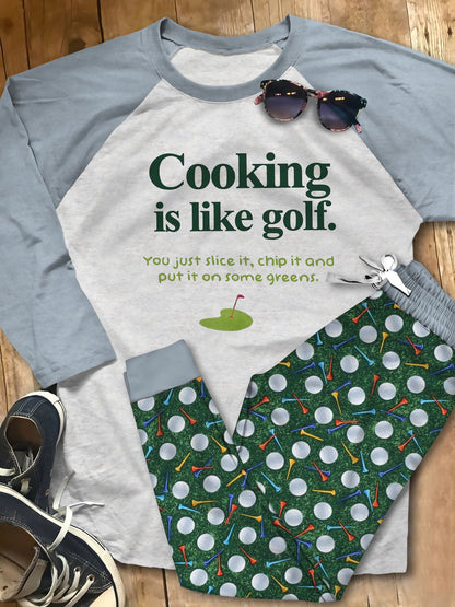 Golf Green Unique Pajama Set |Sleepwear Pjs Sets | Raglan Shirt Pants Set