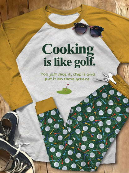 Golf Green Unique Pajama Set |Sleepwear Pjs Sets | Raglan Shirt Pants Set